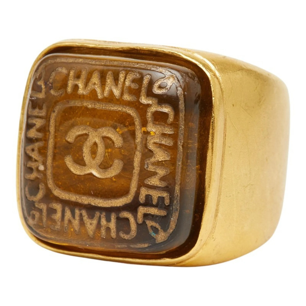 CHANEL Authentic Vintage Gold Logo Ring - Picture 1 of 5